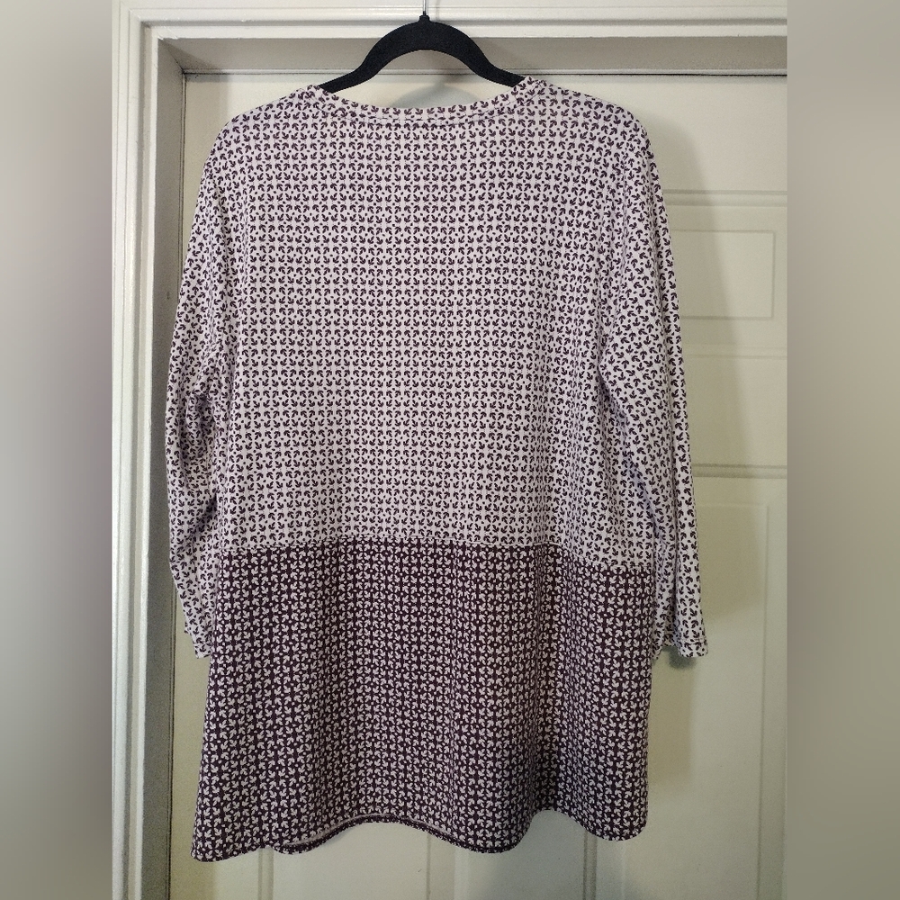 Croft & Barrow Purple and White Crew Neck Knit Top Multicolor Floral Design XL - Picture 2 of 5